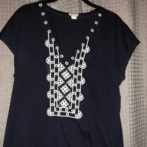 J Crew T Shirt with white embroidered detail